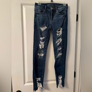 American Eagle Outfitters Women's Distressed Blue Jean Jeggings